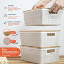 Kit 3 Caixas Organizadoras com Tampa de Bambu