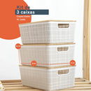 Kit 3 Caixas Organizadoras com Tampa de Bambu