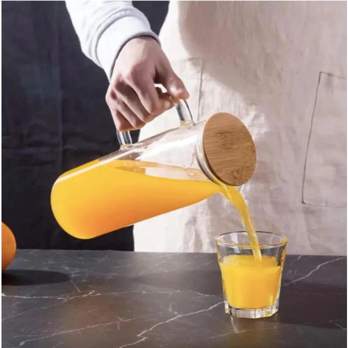 Jarra de Vidro 1.2L com Tampa de Bambu | Della Casa