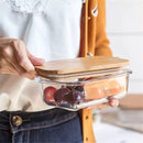 Kit 6 Potes de Vidro 640ml Tampa de Bambu Della Casa