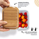 Kit 6 Potes de Vidro 640ml Tampa de Bambu Della Casa