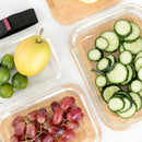 Kit 6 Potes de Vidro 640ml Tampa de Bambu Della Casa