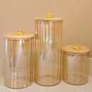 Kit Pote de Vidro com Tampa de Bambu