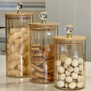 Kit Pote de Vidro com Tampa de Bambu