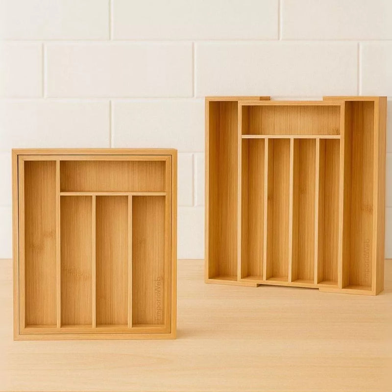 Porta-Talheres de Bambu Extensível