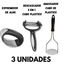 Kit 3 Utensílios Inox | Triturador, Descascador e Amassador - Della Casa